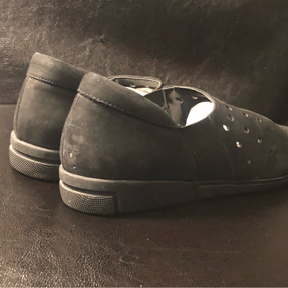 Sesto Meucci Womens Black Bain Perforated Flats Taupe Suede Slip On Shoee Sz 5 - Picture 6 of 13
